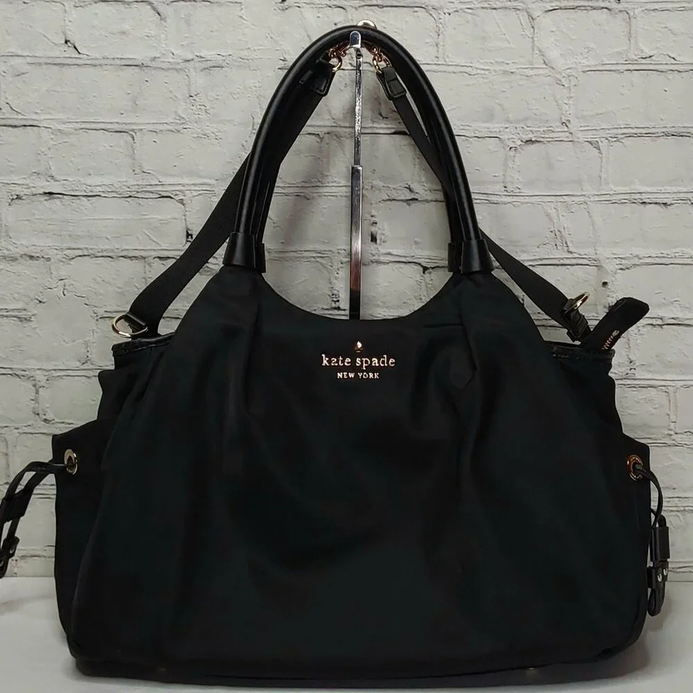 KATE SPADE 'KOĹI' TOTE LEATHER TRIM DELUXE DIAPER BAG UNISEX EMBOSSED HARDWARE